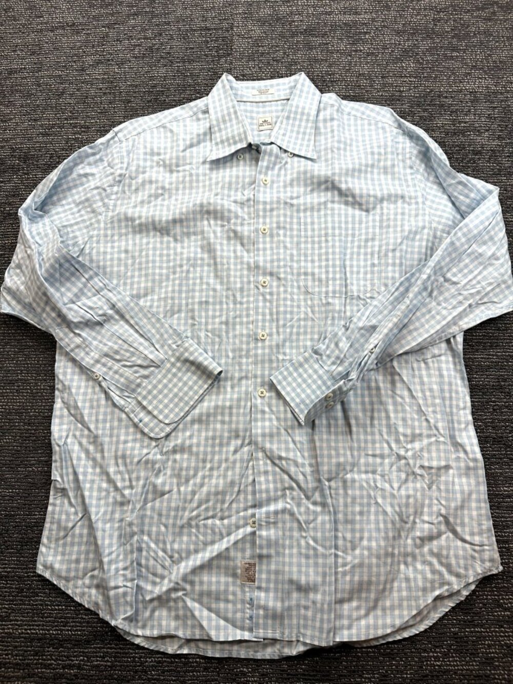 Peter Millar Mens XL Blue White Gingham Check Cotton Button Down Shirt